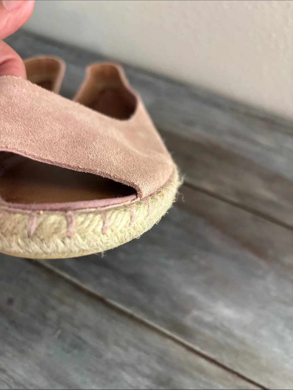 Verbenas Cruz Pink Suede Peep Toe Espadrille Flats Made in Spain Size 40 EU 9 US